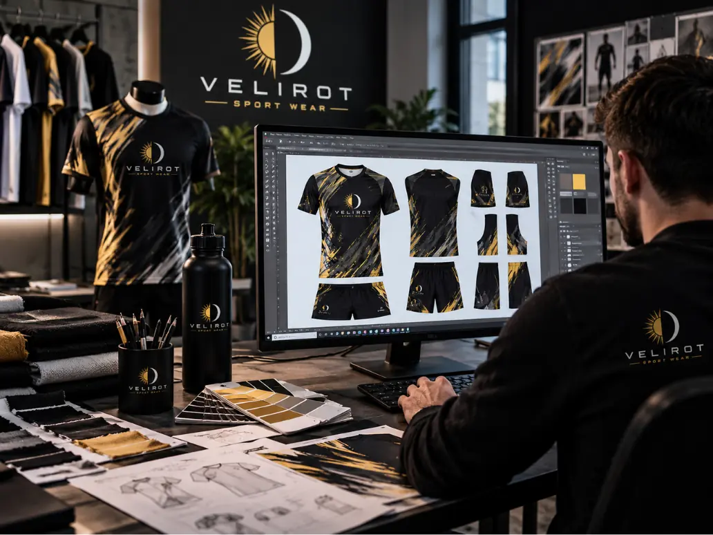 Diseñador creando una equipación deportiva personalizada Velirot